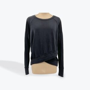 Athleta Criss Cross Hem Gray Pullover Long Sleeve Top Womens Size S
